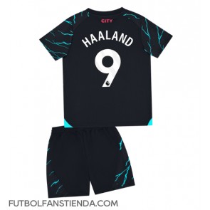 Manchester City Erling Haaland #9 Tercera Equipación Niños 2023-24 Manga Corta (+ Pantalones cortos)